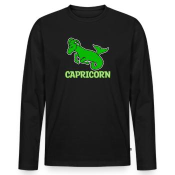 Zodiaque Capricorne Superstition Horoscope Astronomie - T-shirt manches longues Premium bio Homme - noir - Devant - Nico (187cm)