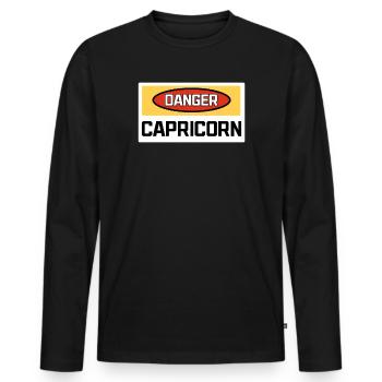 Déclaration du Capricorne Horoscope Galaxie Superstition - T-shirt manches longues Premium bio Homme - noir - Devant - Nico (187cm)