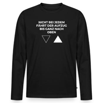 Nicht bei jedem fährt der Auzug bis oben - Männer Premium Bio Langarmshirt - Schwarz - Vorne - Nico (187cm)