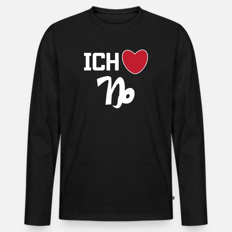 Steinbock Herz Statement Horoskop Sternzeichen - Männer Premium Bio Langarmshirt - Schwarz