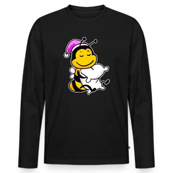 Bee with pillow and sleeping cap - Men's Premium Organic Long Sleeve Shirt - black - Front - Nico (187cm)