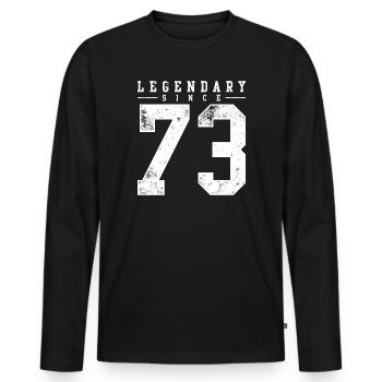 Legendary Since 73 Vintage Crest - Men's Premium Organic Long Sleeve Shirt - black - Front - Nico (187cm)
