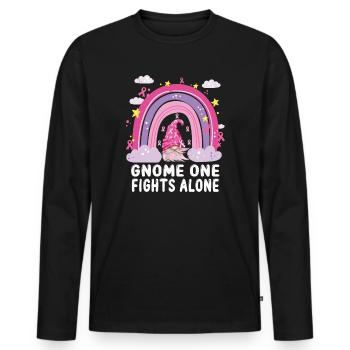 Gnome One Fights Pink Breast Cancer Alone - Men's Premium Organic Long Sleeve Shirt - black - Front - Nico (187cm)