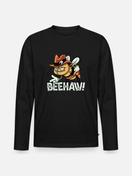 Beehaw Bee with Cowboy Hat Yeehaw - Men's Premium Organic Long Sleeve Shirt - black