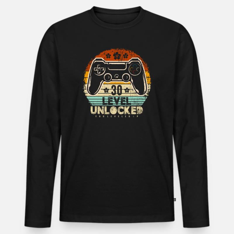 Dreißig entsperrter Retro-Controller - Männer Premium Bio Langarmshirt - Schwarz
