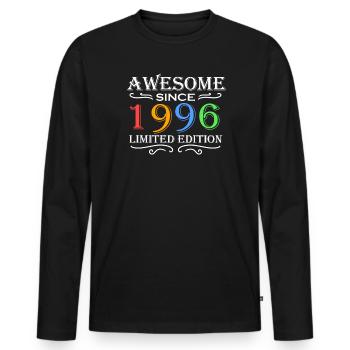 1996 - Jahrgang 1996 - Männer Premium Bio Langarmshirt - Schwarz - Vorne - Nico (187cm)