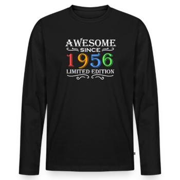 1956 - Né en 1956 - T-shirt manches longues Premium bio Homme - noir - Devant - Nico (187cm)