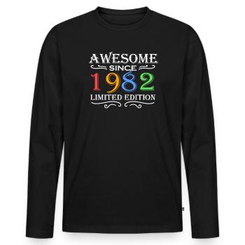 1982 - Jahrgang 1982 - Männer Premium Bio Langarmshirt - Schwarz - Vorne - Nico (187cm)