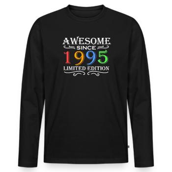1995 - Born 1995 - Men's Premium Organic Long Sleeve Shirt - black - Front - Nico (187cm)