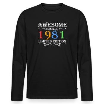1981 - Jahrgang 1981 - Männer Premium Bio Langarmshirt - Schwarz - Vorne - Nico (187cm)