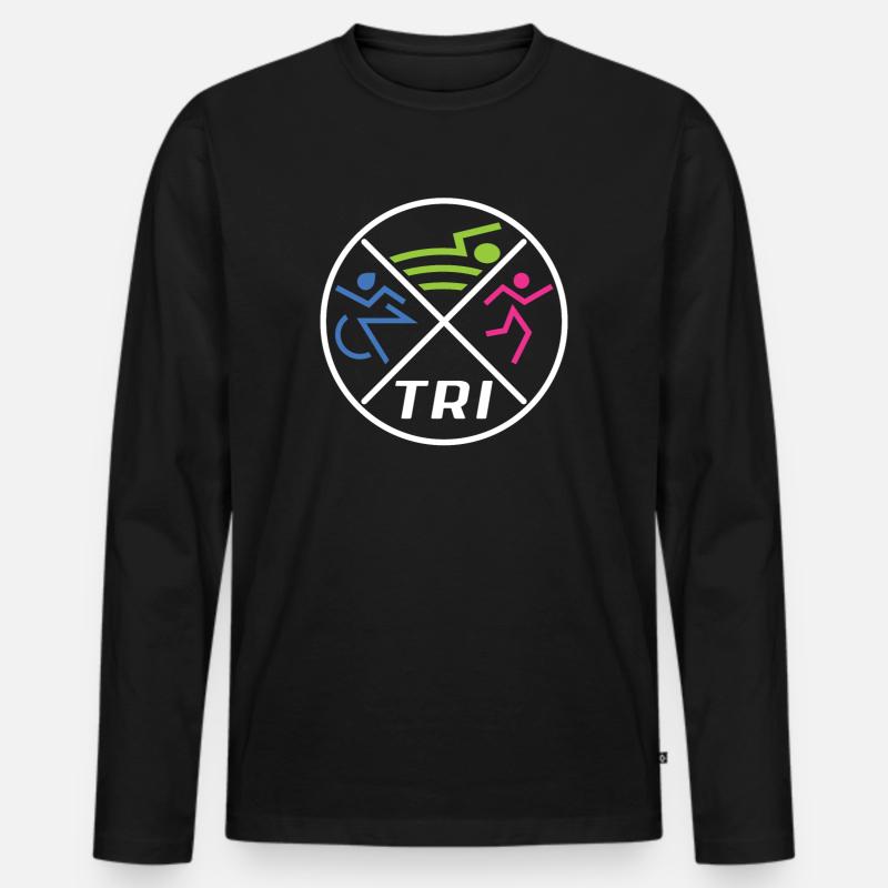 Frauen Triathlon - Männer Premium Bio Langarmshirt - Schwarz
