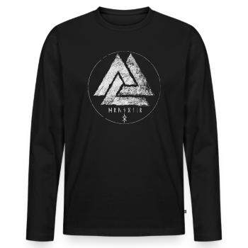 Icône Valknut - T-shirt manches longues Premium bio Homme - noir - Devant - Nico (187cm)