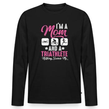 Ich Bin Eine Mutter Und Ein Triathlet - Männer Premium Bio Langarmshirt - Schwarz - Vorne - Nico (187cm)