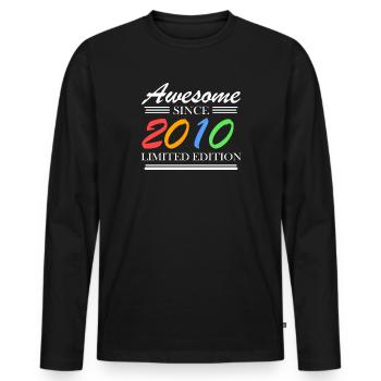 2010 - Fantastique depuis 2010 - Né en 2010 - T-shirt manches longues Premium bio Homme - noir - Devant - Nico (187cm)