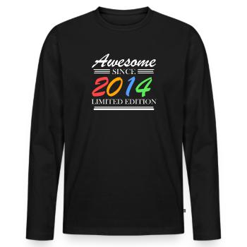 2014 - Fantastisch seit 2014 - Jahrgang 2014 - Männer Premium Bio Langarmshirt - Schwarz - Vorne - Nico (187cm)