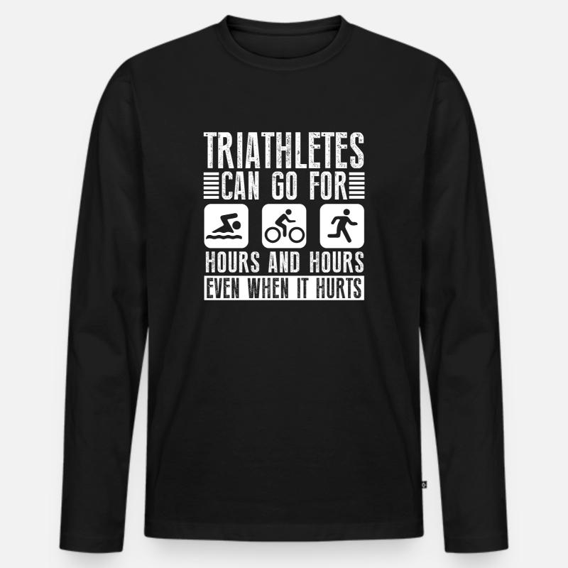 Triathleten Können Stundenlang Triathlon Machen - Männer Premium Bio Langarmshirt - Schwarz