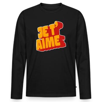 Je t’aime - T-shirt manches longues Premium bio Homme - noir - Devant - Nico (187cm)