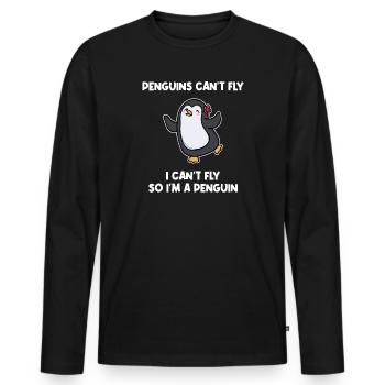 Penguin Animal Zoo Déclaration humoristique Oiseau Pôle Sud - T-shirt manches longues Premium bio Homme - noir - Devant - Nico (187cm)