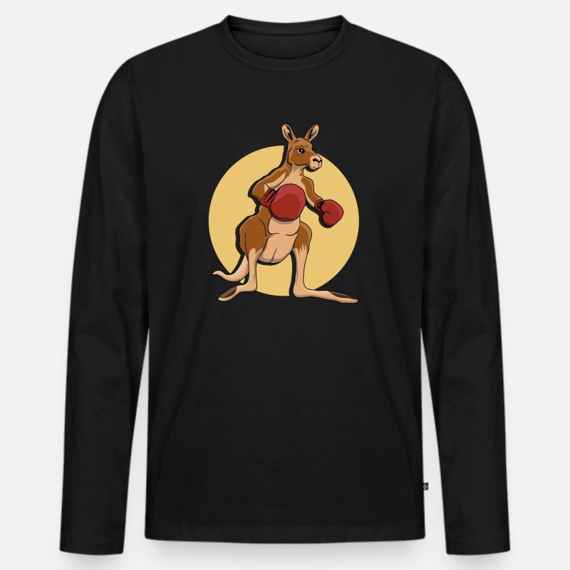 Känguru-Boxer - Männer Premium Bio Langarmshirt - Schwarz