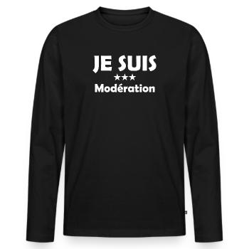 Je Suis Toujours Avec Modération Bière - T-shirt manches longues Premium bio Homme - noir - Devant - Nico (187cm)