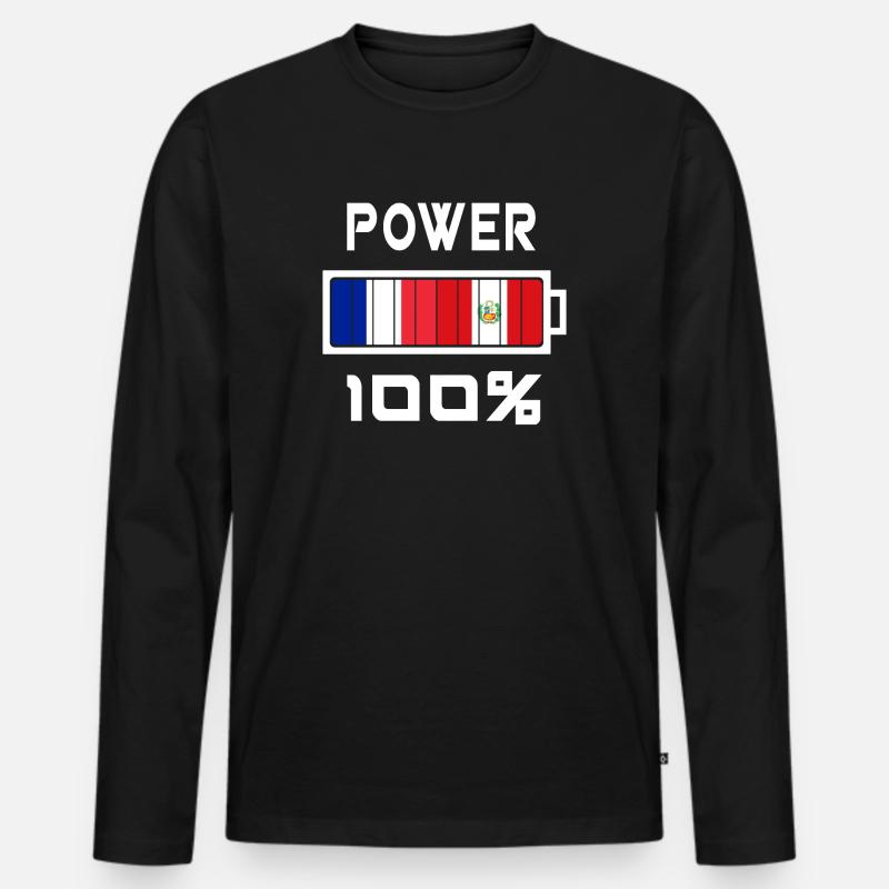 Peru und Frankreich machen 100% - Männer Premium Bio Langarmshirt - Schwarz