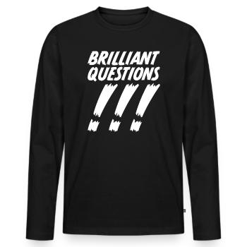 Questions brillantes - T-shirt manches longues Premium bio Homme - noir - Devant - Nico (187cm)