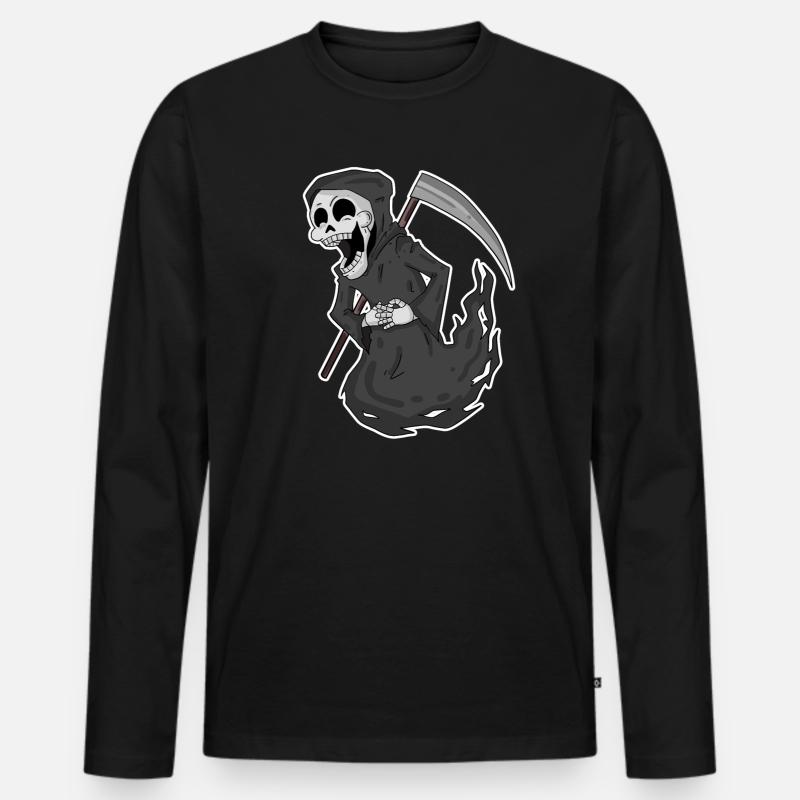 Sensenmann lacht lustig - Männer Premium Bio Langarmshirt - Schwarz