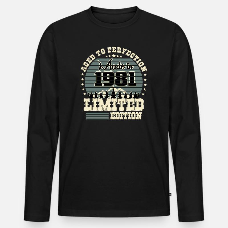 1981 Limited Edition - Männer Premium Bio Langarmshirt - Schwarz
