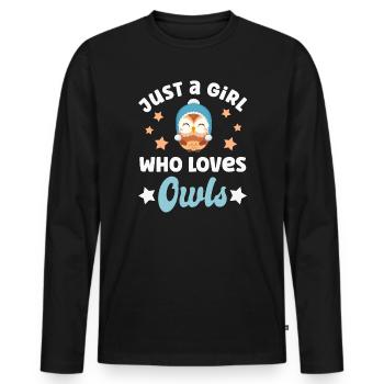 Eule Eulen - Männer Premium Bio Langarmshirt - Schwarz - Vorne - Nico (187cm)