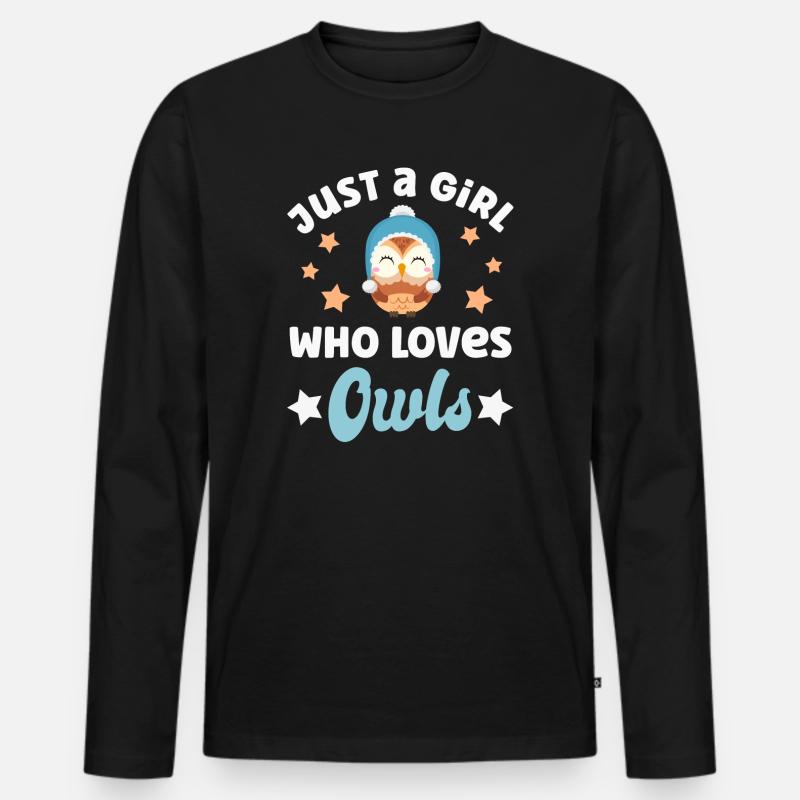Eule Eulen - Männer Premium Bio Langarmshirt - Schwarz
