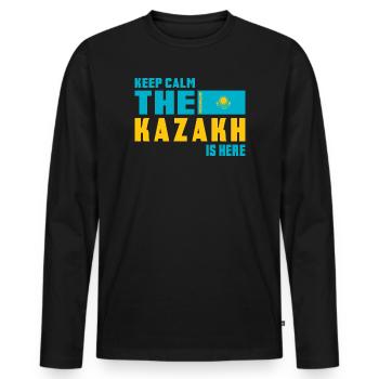 Design du drapeau Keep Calm Kazakhstan - T-shirt manches longues Premium bio Homme - noir - Devant - Nico (187cm)