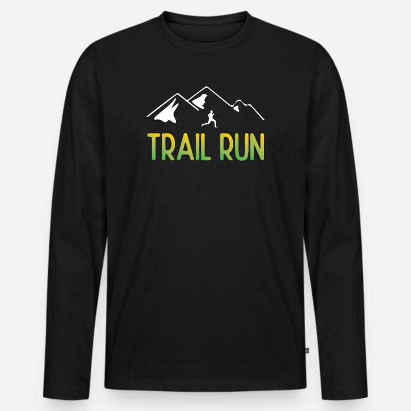Trailrun - Männer Premium Bio Langarmshirt - Schwarz