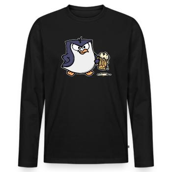 Lustig Pinguin Vogel Zoo Tier Seevogel Bier - Männer Premium Bio Langarmshirt - Schwarz - Vorne - Nico (187cm)