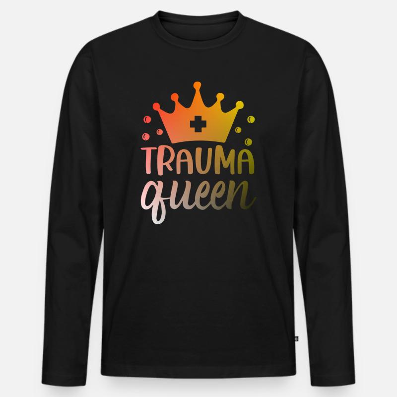 Trauma Queen Krankenschwester - Männer Premium Bio Langarmshirt - Schwarz