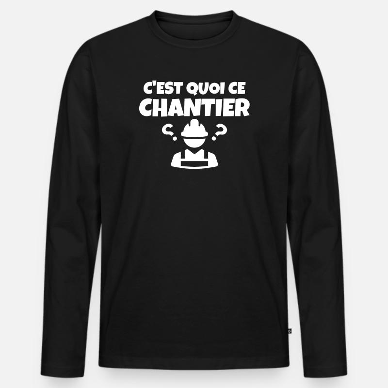 construction site, site manager, construction - Men's Premium Organic Long Sleeve Shirt - black