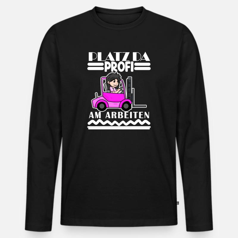 Staplerfahrerin Gabelstapler Lager Logistik Damen - Männer Premium Bio Langarmshirt - Schwarz