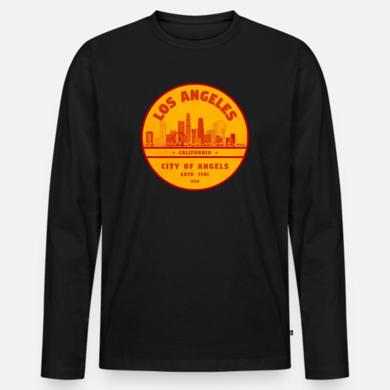 Sonnenstempel Los Angeles Skyline - Männer Premium Bio Langarmshirt - Schwarz