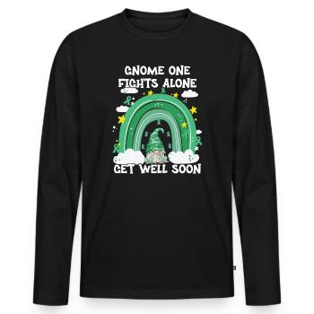 Gnome One Fights Alone Liver Cancer - Men's Premium Organic Long Sleeve Shirt - black - Front - Nico (187cm)