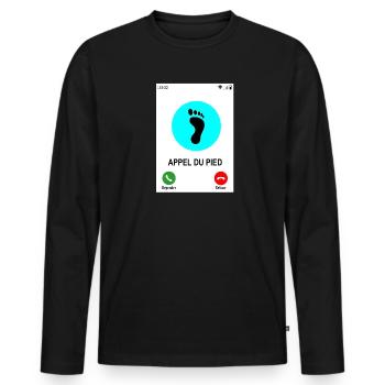 Appel du pied - T-shirt manches longues Premium bio Homme - noir - Devant - Nico (187cm)