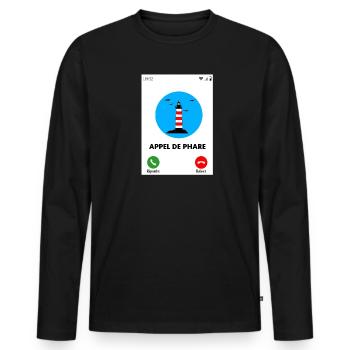 Appel de phare - T-shirt manches longues Premium bio Homme - noir - Devant - Nico (187cm)