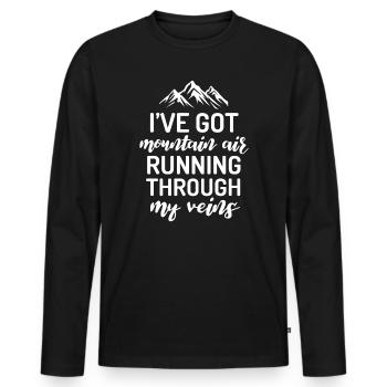 J’ai de l’air de montagne qui coule dans mes veines - T-shirt manches longues Premium bio Homme - noir - Devant - Nico (187cm)