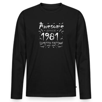 1981 - Né en 1981 - Fantastique depuis 1981 - T-shirt manches longues Premium bio Homme - noir - Devant - Nico (187cm)