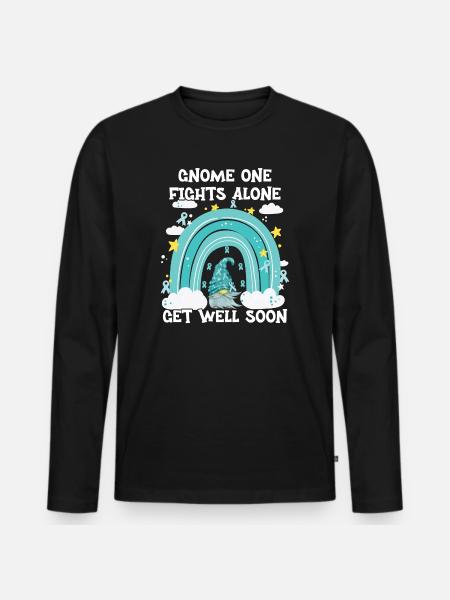 Gnome One Fights Alone Gebärmutterkrebs - Männer Premium Bio Langarmshirt - Schwarz