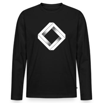 Losange impossible blanc - T-shirt manches longues Premium bio Homme - noir - Devant - Nico (187cm)