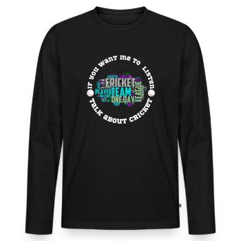 Cricket Team Word Cloud OneDay Layout - Men's Premium Organic Long Sleeve Shirt - black - Front - Nico (187cm)
