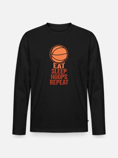 Eat Sleep Hoops Repeat Basketball - Men's Premium Organic Long Sleeve Shirt - black