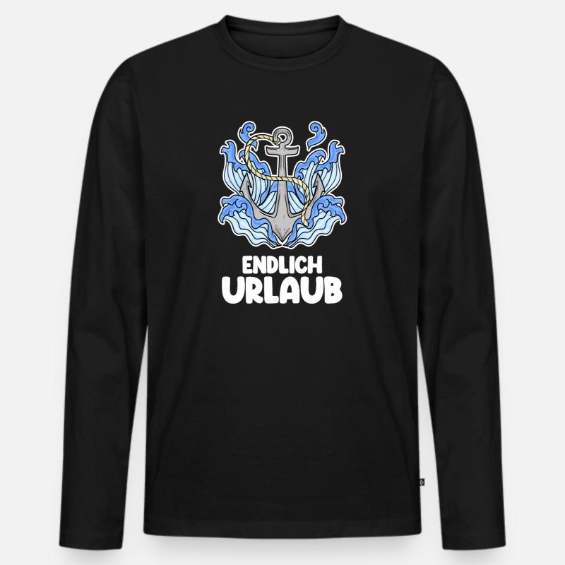 Urlaub - Männer Premium Bio Langarmshirt - Schwarz