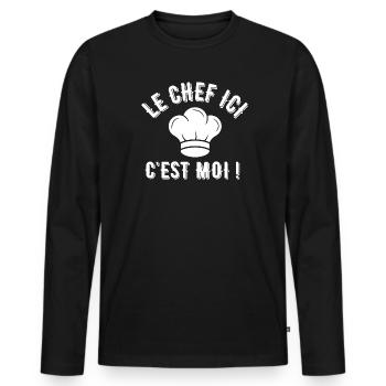 cuisinier, fan de cuisine, chef de cuisine - T-shirt manches longues Premium bio Homme - noir - Devant - Nico (187cm)