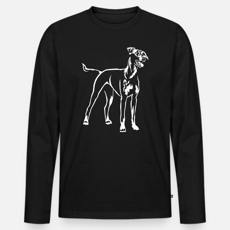 Deutscher Pinscher "Black Edition" - Männer Premium Bio Langarmshirt - Schwarz