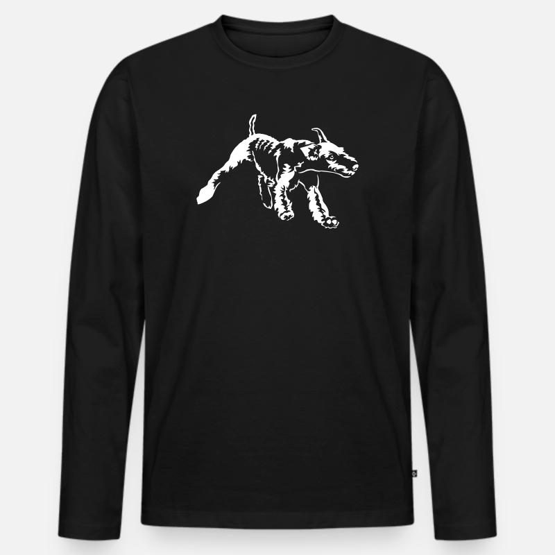 Airedale Terrier "Black Edition" - Männer Premium Bio Langarmshirt - Schwarz